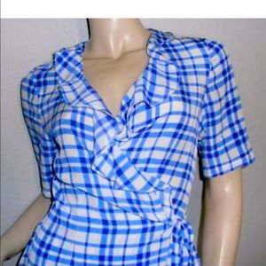 DVF plaid wrap dress. Size 8.